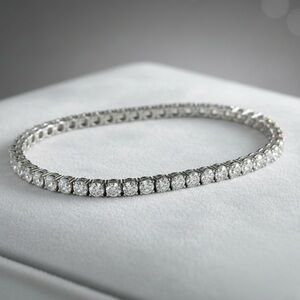 925 Silver, 14.40CTW Moissanite Tennis Bracelet